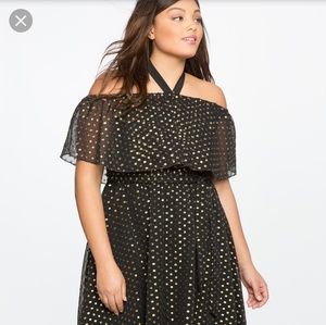 Gold and black off the shoulder eloquii dress